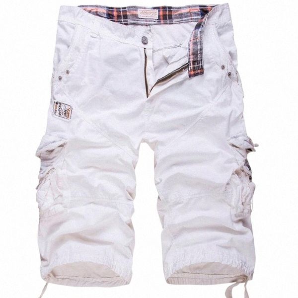 men cotton cargo shorts summer male solid multi-pocket work short pants loose tooling size 38 men's m1e3#, White;black 
men cotton cargo shorts summer male solid multi-pocket work short pants loose tooling size 38 men's m1e3#, White;black