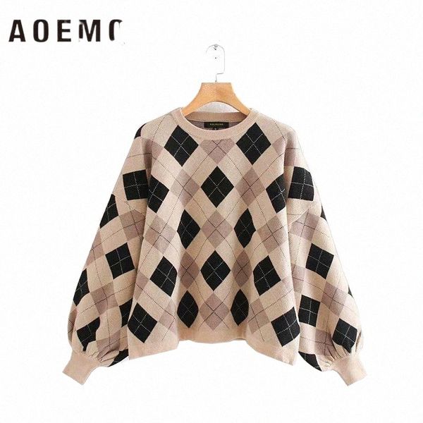 women's argyle jacquard loose casual knitted pullover round neck female oversized thick warm khaki fashion sweater sweaters a8g7#, White;black
women's argyle jacquard loose casual knitted pullover round neck female oversized thick warm khaki fashion sweater sweaters a8g7#, White;black