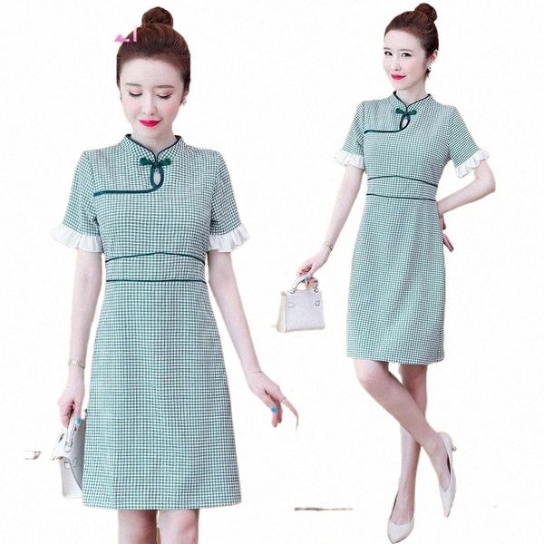 plus size -4xl summer green grid short sleeve qipao dress for women chinese modern cheongsam party casual traditional clothes b1pd#, Red
plus size -4xl summer green grid short sleeve qipao dress for women chinese modern cheongsam party casual traditional clothes b1pd#, Red