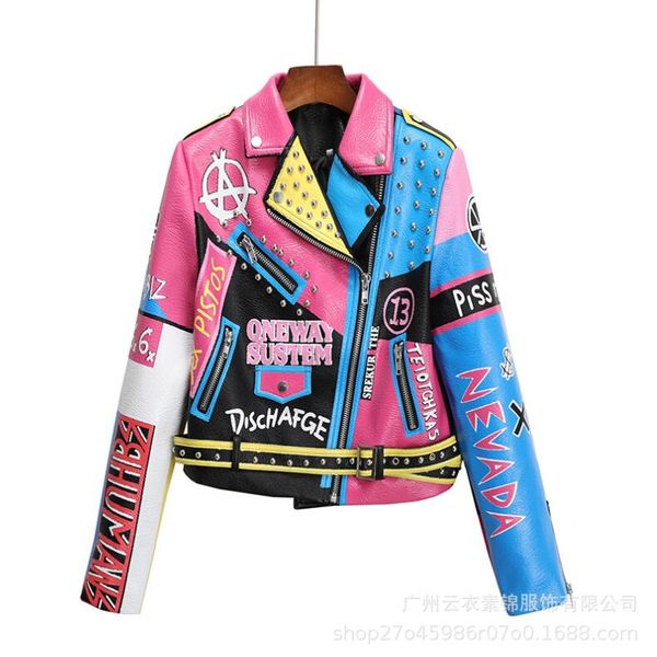 europe and america leather jacket women graffiti colorful print moto biker jackets and coats punk streetwear ladies clothes w282, Black
europe and america leather jacket women graffiti colorful print moto biker jackets and coats punk streetwear ladies clothes w282, Black