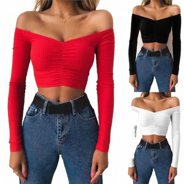 women's t-shirt women off shoulder t shirts ladies plain solid long sleeve strapless slash neck pullovers summer spring crop c b34u#, White
women's t-shirt women off shoulder t shirts ladies plain solid long sleeve strapless slash neck pullovers summer spring crop c b34u#, White