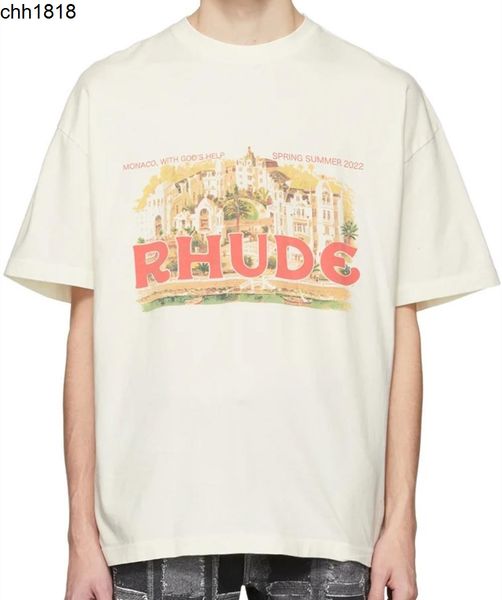 high version 2022 summer new american fashion brand rhude castle print men's and women's os loose short sleeve t-shirt, White;black
high version 2022 summer new american fashion brand rhude castle print men's and women's os loose short sleeve t-shirt, White;black