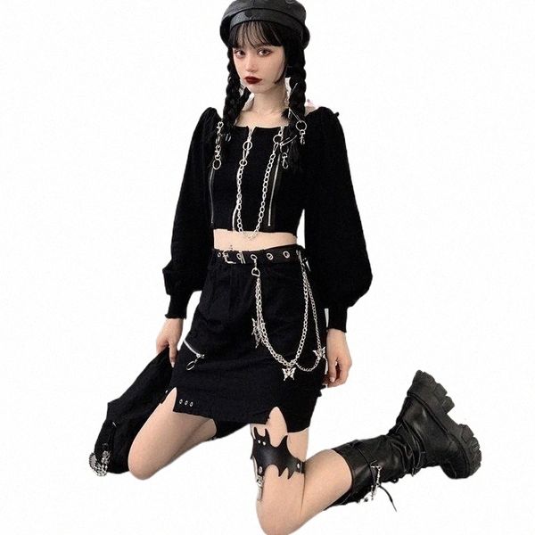 spring autumn 2021 new female fashion gothic style one-shoulder chain short t-shirt long sleeve slim cropped t shirt y739 p2yc#, White
spring autumn 2021 new female fashion gothic style one-shoulder chain short t-shirt long sleeve slim cropped t shirt y739 p2yc#, White