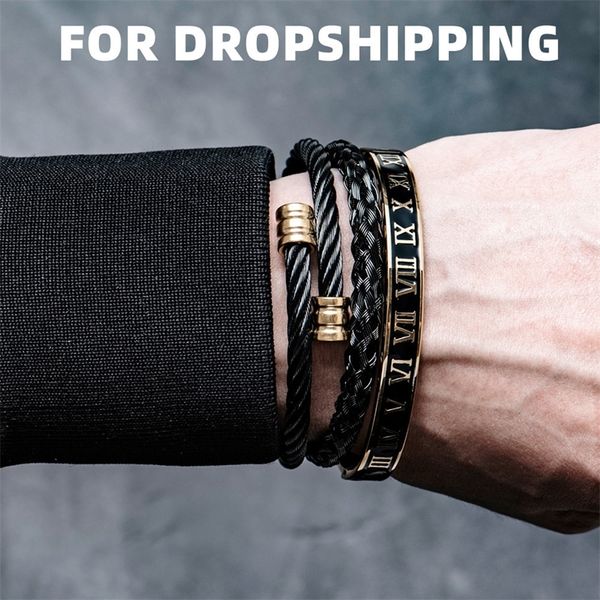bangle 3pcs/set charm men bracelet stainless steel handmade rope bangles eagle bracelets with natural stone jewelry drop 220914, Black
bangle 3pcs/set charm men bracelet stainless steel handmade rope bangles eagle bracelets with natural stone jewelry drop 220914, Black
