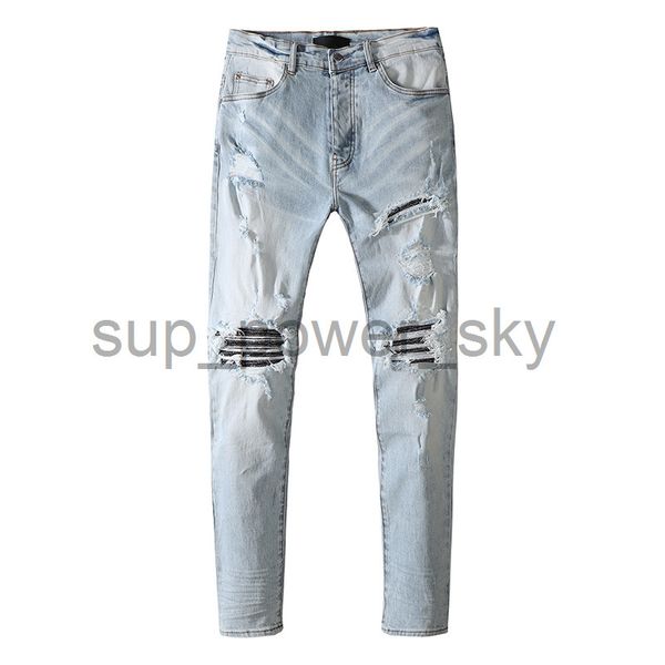 2022 mens amirs jeans designer fashion pants men personality trend frayed holes slim straight trousers, Blue
2022 mens amirs jeans designer fashion pants men personality trend frayed holes slim straight trousers, Blue