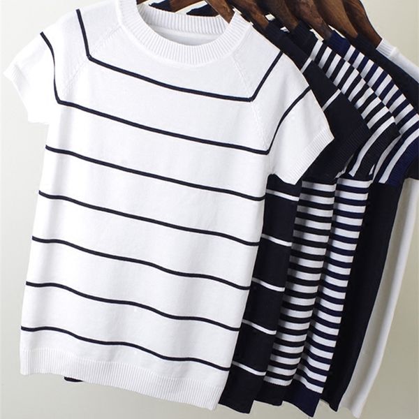 women's knits tees big size summer short sleeve striped pullover women sweater knitted sweaters korean pull femme jumper female 220915, White
women's knits tees big size summer short sleeve striped pullover women sweater knitted sweaters korean pull femme jumper female 220915, White