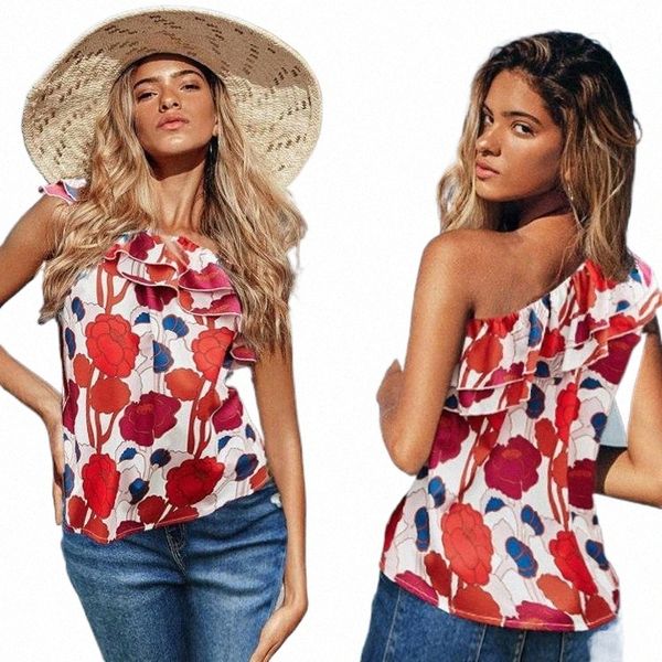 sleeveless flower print women shirt beach style ruffle loose female casual streetwear blouse shirts fashion women's blouses & n5ww#, White
sleeveless flower print women shirt beach style ruffle loose female casual streetwear blouse shirts fashion women's blouses & n5ww#, White