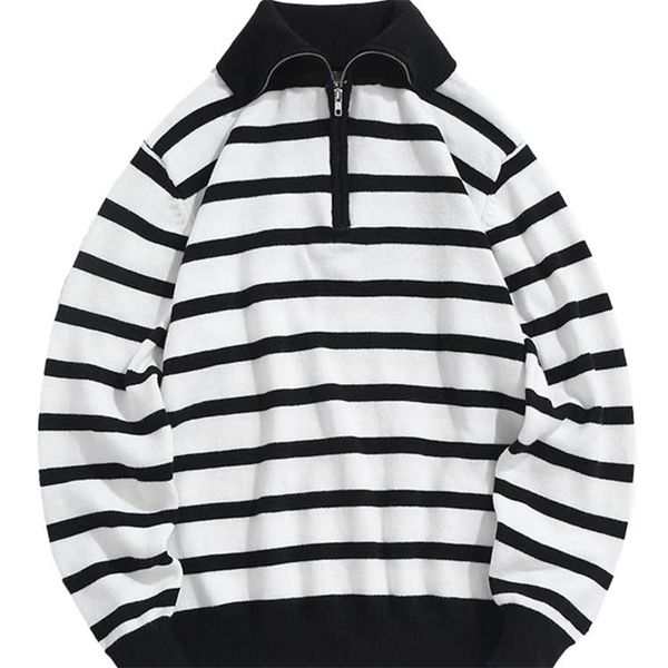 mens sweaters sweater half zip stripe colorblock pullover turndown collar streetwear casual fall winter outwear 220914, White;black
mens sweaters sweater half zip stripe colorblock pullover turndown collar streetwear casual fall winter outwear 220914, White;black