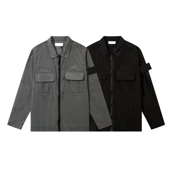 22ss island spring compass badge sleeve patched jackets stone women men pocket coat streetwear turn down collars windbreaker 03, Black;brown
22ss island spring compass badge sleeve patched jackets stone women men pocket coat streetwear turn down collars windbreaker 03, Black;brown
