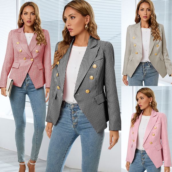 2022 autumn winter suits decoration body houndstooth small coat european and american foreign trade women's coat, White;black
2022 autumn winter suits decoration body houndstooth small coat european and american foreign trade women's coat, White;black