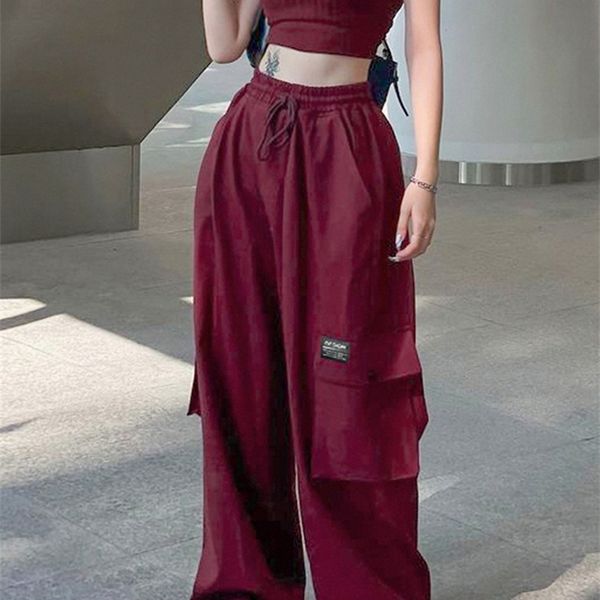 women's pants capris weekeep red baggy cargo pants drawstring elastic high waist casual pants pocket korean fashion sweatpants streetwe, Black;white
women's pants capris weekeep red baggy cargo pants drawstring elastic high waist casual pants pocket korean fashion sweatpants streetwe, Black;white
