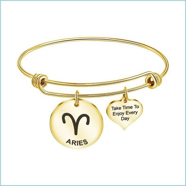 charm bracelets 12 constellation zodiac bangle cuff take time enjoy every day letter carved heart coin charm stainless steel adjustab dhos0, Golden;silver
charm bracelets 12 constellation zodiac bangle cuff take time enjoy every day letter carved heart coin charm stainless steel adjustab dhos0, Golden;silver