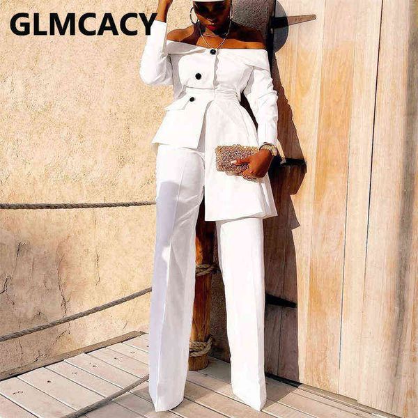 women's two piece pants two piece elegant work suits off shoulder blazer regular pants set t220902, White
women's two piece pants two piece elegant work suits off shoulder blazer regular pants set t220902, White