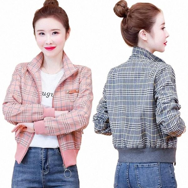 women's spring and autumn fashion jacket casual korean simple plaid short women coat plus size s-2xl jackets 25hd#, Black;brown
women's spring and autumn fashion jacket casual korean simple plaid short women coat plus size s-2xl jackets 25hd#, Black;brown