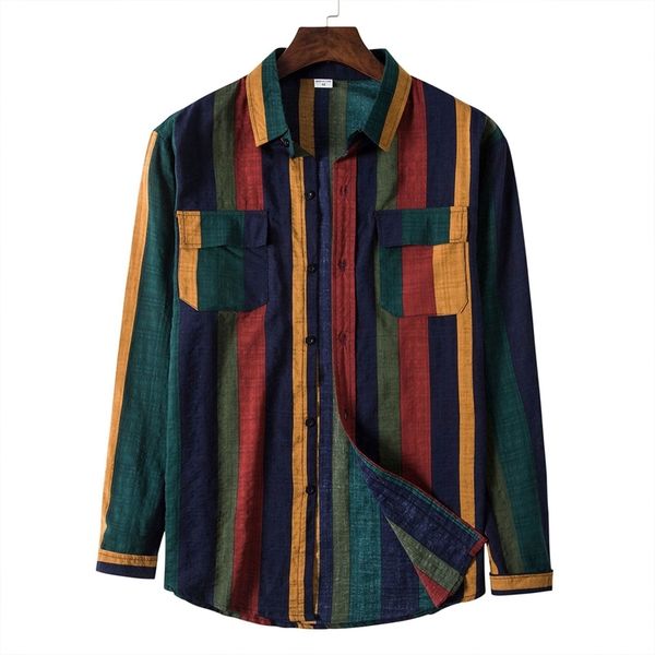 men's polos vintage stripe shirt long sleeve blouse cotton linen male shirts breathable casual hip hop strretwear 220915, White;black
men's polos vintage stripe shirt long sleeve blouse cotton linen male shirts breathable casual hip hop strretwear 220915, White;black