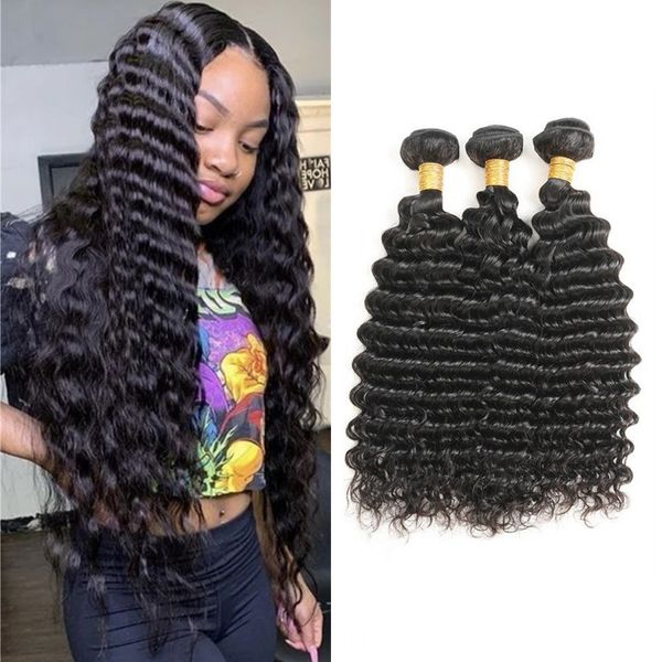deep wave 3 bundles 8a natural color brazilian human hair weaves extensions 100g/pc, Black
deep wave 3 bundles 8a natural color brazilian human hair weaves extensions 100g/pc, Black