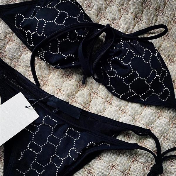summer woman two pieces swimwear black helter neck bandage bikini set white diamond letter printed bathing suit240u, White;black
summer woman two pieces swimwear black helter neck bandage bikini set white diamond letter printed bathing suit240u, White;black
