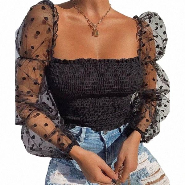 new women black shirt polka dot mesh sheer shirts blouse ladies square collar see-through long sleeve blouse shirts t6oq#, White
new women black shirt polka dot mesh sheer shirts blouse ladies square collar see-through long sleeve blouse shirts t6oq#, White