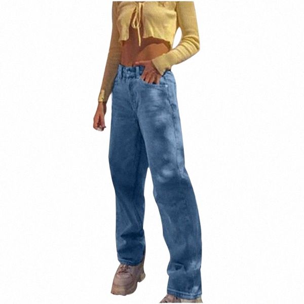 fashion women high waist loose pocket blue solid color print jeans pants r5zw# 
fashion women high waist loose pocket blue solid color print jeans pants r5zw#