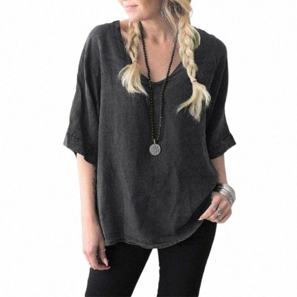 ladies casual shirt fashion women vintage v-neck cotton linen loose blouse summer beach half sleeve women's blouses & shirts t64d#, White
ladies casual shirt fashion women vintage v-neck cotton linen loose blouse summer beach half sleeve women's blouses & shirts t64d#, White