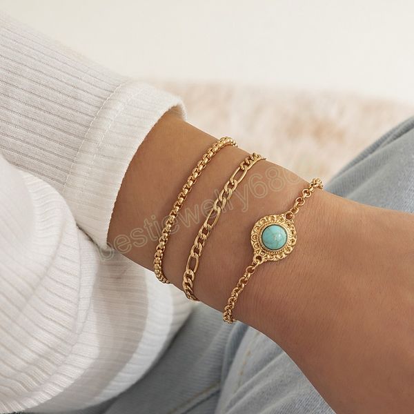 vintage multilayer metal creative bracelet green turquoise pendant gold color charm bracelets girl fashion jewelry gift, Golden;silver
vintage multilayer metal creative bracelet green turquoise pendant gold color charm bracelets girl fashion jewelry gift, Golden;silver