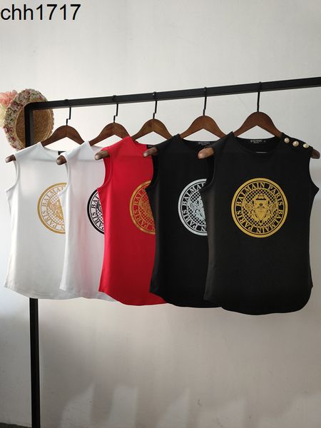 xi mengyao same barman gilded letter barman cotton gold button arc hem sleeveless vest, White
xi mengyao same barman gilded letter barman cotton gold button arc hem sleeveless vest, White