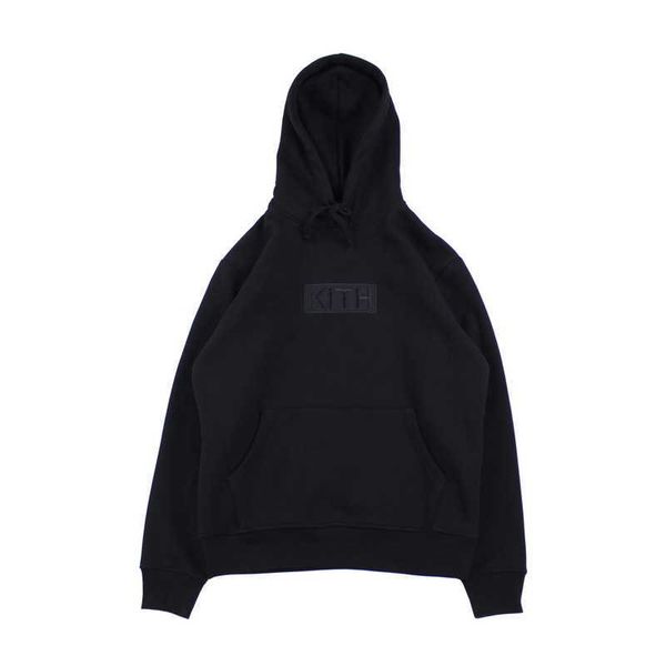 beauty trend kith box hoodie embroidered plush hoodie for women and men, Black