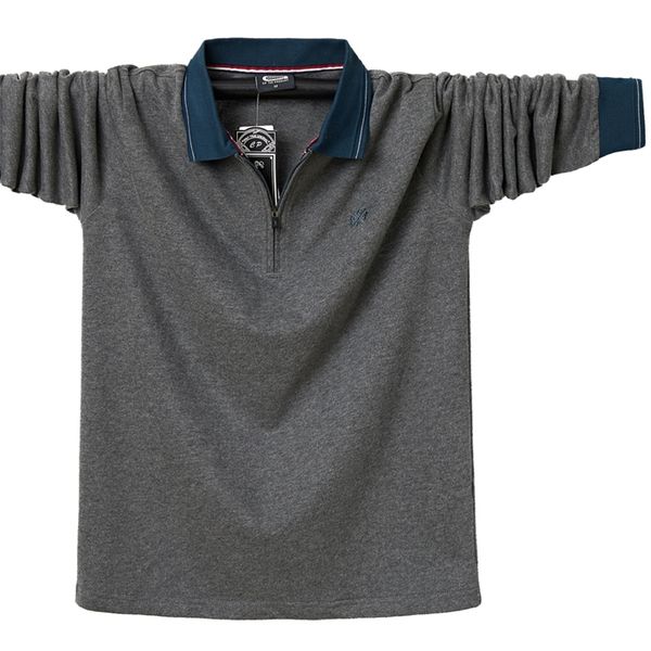 men's polos plus size 6xll autumn long sleeve solid male shirt brand clothing casual s 220915, White;black