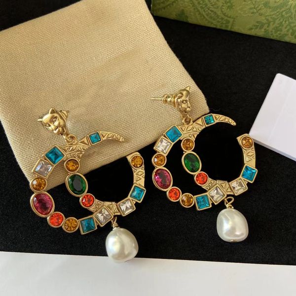classic dangle earrings light luxury brand designer letter diamond pearl crystal ladies elegant atmosphere wedding party jewelry with box, Silver
classic dangle earrings light luxury brand designer letter diamond pearl crystal ladies elegant atmosphere wedding party jewelry with box, Silver