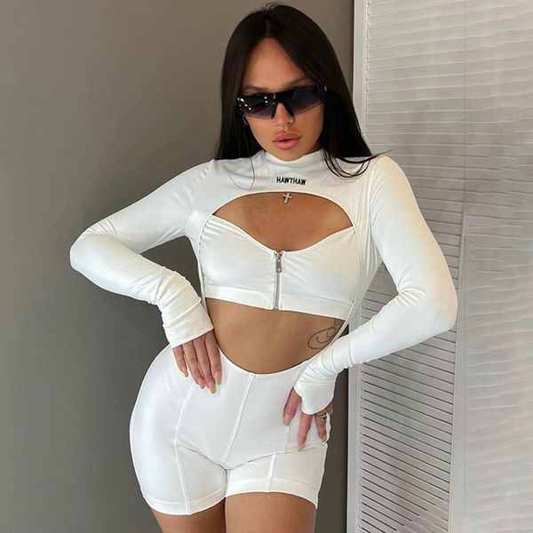 women's jumpsuits autumn hollow chest zipper round neck long sleeve slim jumpsuit women, Black;white
women's jumpsuits autumn hollow chest zipper round neck long sleeve slim jumpsuit women, Black;white