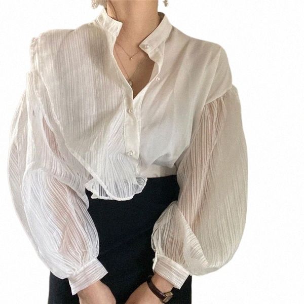 women's blouses & shirts transpective light thin elegant spring shirt 2021 solid all-match j8o5#, White
women's blouses & shirts transpective light thin elegant spring shirt 2021 solid all-match j8o5#, White
