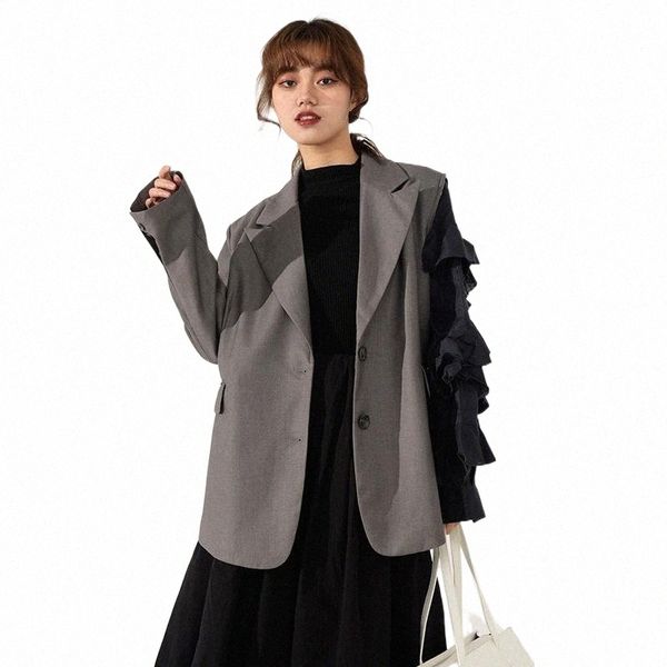 contrast clor women ruffles big size blazer lapel long sleeve loose fit jacket fashion spring autumn 2021 1t28002s women's suits & blaz, White;black
contrast clor women ruffles big size blazer lapel long sleeve loose fit jacket fashion spring autumn 2021 1t28002s women's suits & blaz, White;black