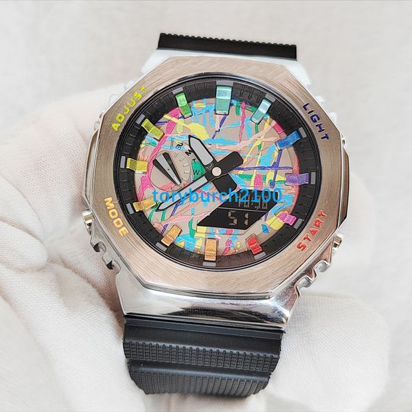 gm fashion quality watch relogio 2100 masculino waterproof ga men's wristwatch sport dual display gmt digital led reloj hombre army mil, Slivery;brown
gm fashion quality watch relogio 2100 masculino waterproof ga men's wristwatch sport dual display gmt digital led reloj hombre army mil, Slivery;brown