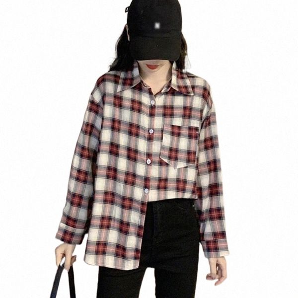 women's blouses & shirts women korean style plaid print autumn warm long sleeve casual oversize wild lazy 2021 clothing 03mi#, White
women's blouses & shirts women korean style plaid print autumn warm long sleeve casual oversize wild lazy 2021 clothing 03mi#, White