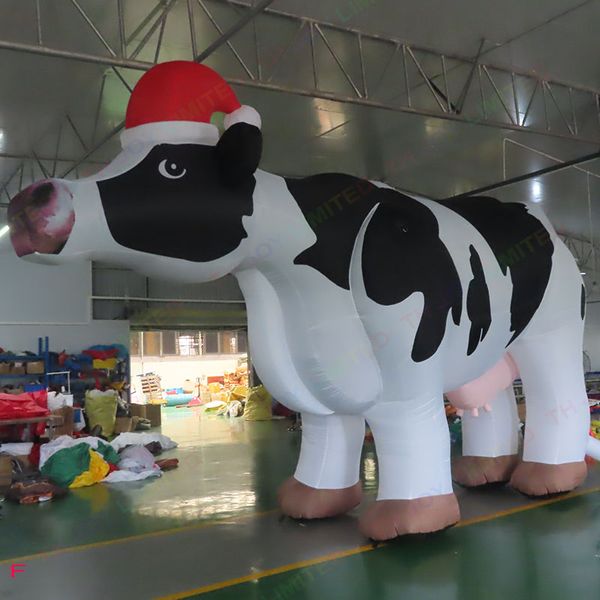 

outdoor activities 8ft/10ft/13ft/15ft tall custom giant inflatable dutch dairy cows with christmas hat for advertising