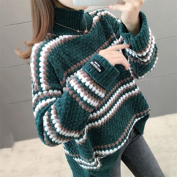 women's knits tees vintage warm chenille sweater womens full sleeve velvet sweaters winter ladies solid turtleneck loose female jumpers, White
women's knits tees vintage warm chenille sweater womens full sleeve velvet sweaters winter ladies solid turtleneck loose female jumpers, White