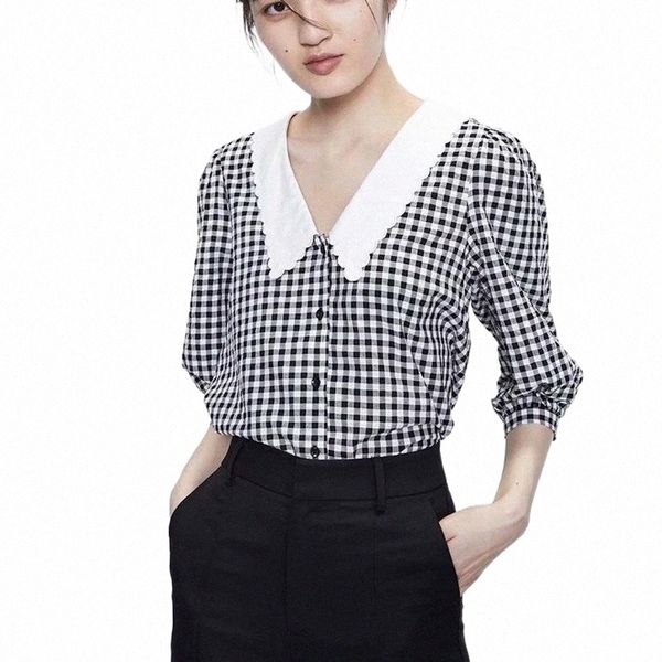 summer casual turn down collar blouse puff sleeve plaid shirts women cotton preppy style vacation shirt women's blouses & x644#, White
summer casual turn down collar blouse puff sleeve plaid shirts women cotton preppy style vacation shirt women's blouses & x644#, White