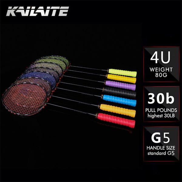 badminton rackets kailite 4u 82g g5 ultra light full carbon badminton racquet 2030lbs grips and wristband sport competition badminton 220919 
badminton rackets kailite 4u 82g g5 ultra light full carbon badminton racquet 2030lbs grips and wristband sport competition badminton 220919