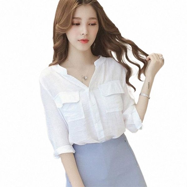 spring korean loose blouse shirts women fashion v neck three quarter pockets patchwork female elegant chic blusas women's blouses s4lc#, White
spring korean loose blouse shirts women fashion v neck three quarter pockets patchwork female elegant chic blusas women's blouses s4lc#, White