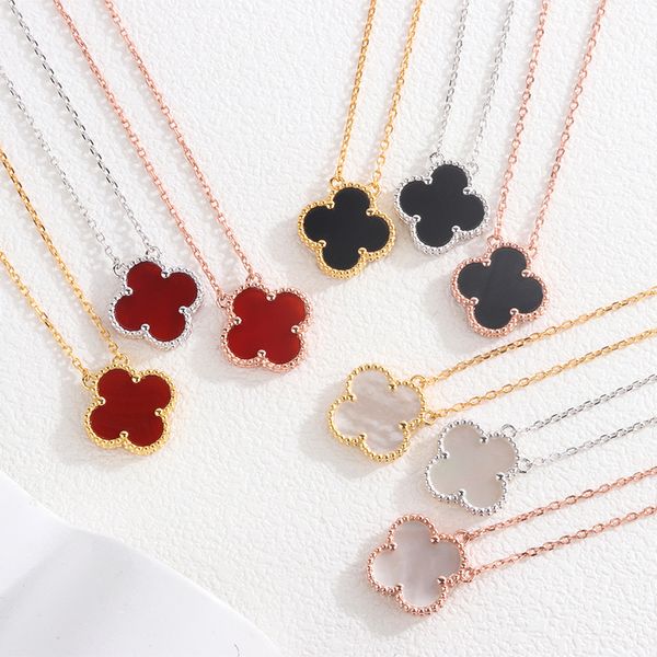 fashion brand luxury clover designer pendant necklaces for women 18k gold chain choker red black white shell four leaf flower necklace jewel, Silver
fashion brand luxury clover designer pendant necklaces for women 18k gold chain choker red black white shell four leaf flower necklace jewel, Silver