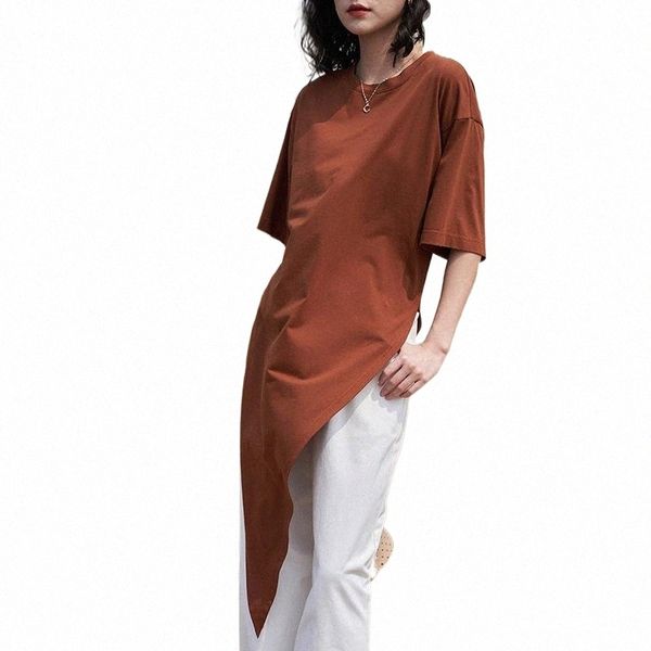 chic t shirt for women o neck short sleeve loose asymmetrical hem designer solid shirts female 2021 summer clothing women's t-shirt 01q, White
chic t shirt for women o neck short sleeve loose asymmetrical hem designer solid shirts female 2021 summer clothing women's t-shirt 01q, White