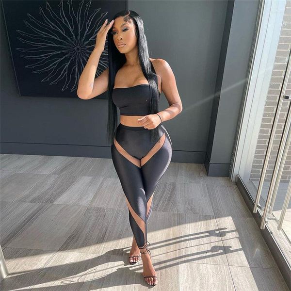women's two piece pants 2022 arrival patchwork club young strapless sleeveless high waist long lace pencil women 2 set, White
women's two piece pants 2022 arrival patchwork club young strapless sleeveless high waist long lace pencil women 2 set, White