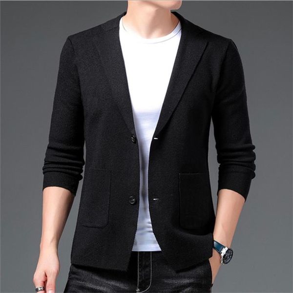 men's wool blends suit men knitted coat casual fashion autumn mens cardigan jacket solid blazer outwear male clothing 220915, Black
men's wool blends suit men knitted coat casual fashion autumn mens cardigan jacket solid blazer outwear male clothing 220915, Black