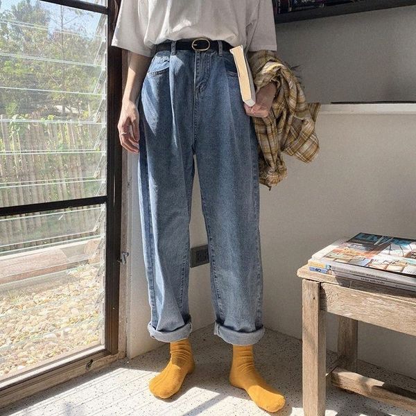 spring and summer korean style pleated wide leg pants high waist loose bf jeans women skinny woman women's v49z#, Blue
spring and summer korean style pleated wide leg pants high waist loose bf jeans women skinny woman women's v49z#, Blue