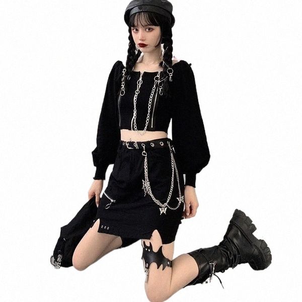 spring autumn 2021 new female fashion gothic style one-shoulder chain short t-shirt long sleeve slim cropped t shirt y739 n2rp#, White
spring autumn 2021 new female fashion gothic style one-shoulder chain short t-shirt long sleeve slim cropped t shirt y739 n2rp#, White