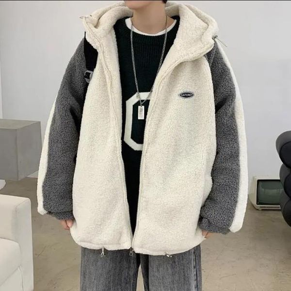 men's wool blends fashion wide polar fleece coats for men autumn winter warm lamb wool hooded coat patchwork loose wide outerwear male, Black
men's wool blends fashion wide polar fleece coats for men autumn winter warm lamb wool hooded coat patchwork loose wide outerwear male, Black