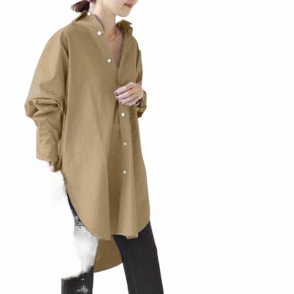 women's blouses & shirts fashion women casual shirt spring lapel neck blouse long sleeve split hem blusas solid buttons tunic oversized, White
women's blouses & shirts fashion women casual shirt spring lapel neck blouse long sleeve split hem blusas solid buttons tunic oversized, White