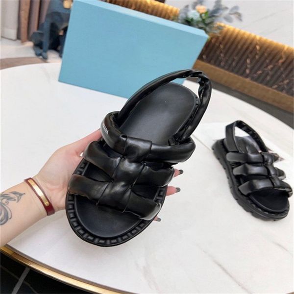 fashion sandals prad men women wear comfortable glamour sandals a021, Black