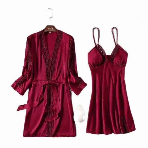 women's sleepwear robe suit pajama bathrobe shoulder strap summer satin lace sleeping housewear v6ho#, Black;red
women's sleepwear robe suit pajama bathrobe shoulder strap summer satin lace sleeping housewear v6ho#, Black;red
