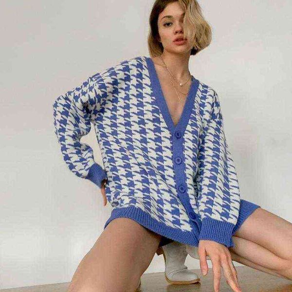 women's sweaters houndstooth single breasted sweater women deep v-neck long sleeve loose casual knitted cardigan new fashion autumn win, White;black
women's sweaters houndstooth single breasted sweater women deep v-neck long sleeve loose casual knitted cardigan new fashion autumn win, White;black